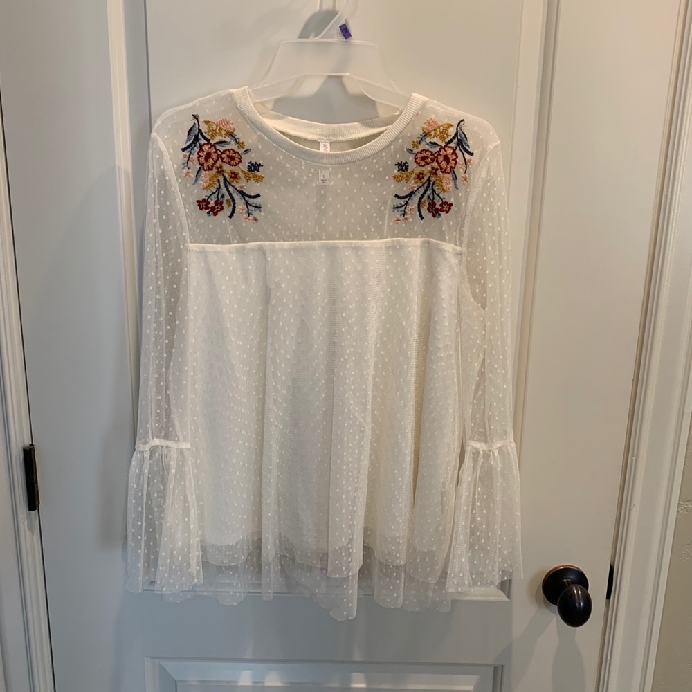 Sheer embroidered top
